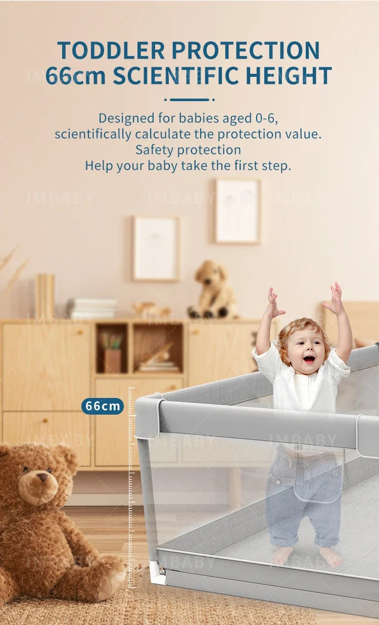 Parque Infantil IMBABY - Corralito Bebé con Caja de Bolas y Valla de Seguridad