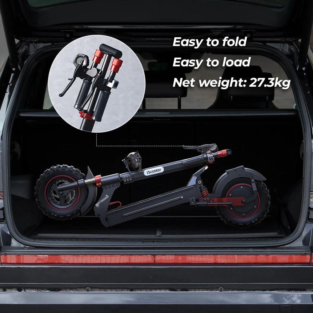 iScooter iX5s Patinete Eléctrico - 1000W Todoterreno con 65km de Autonomía y 45km/h