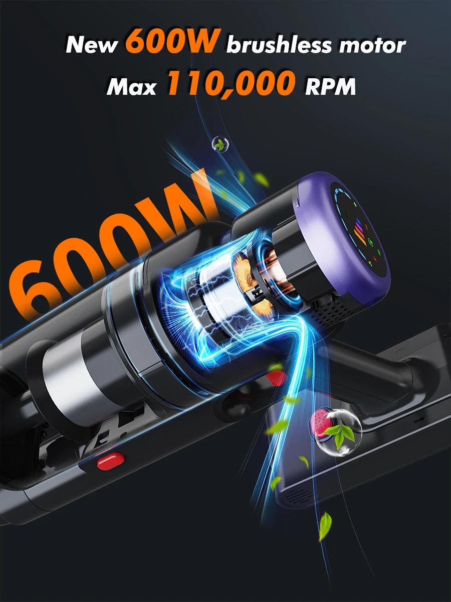 Aspiradora Portátil Armo V22 - 55kPa 600W Inalámbrica 6 en 1 con Pantalla LED