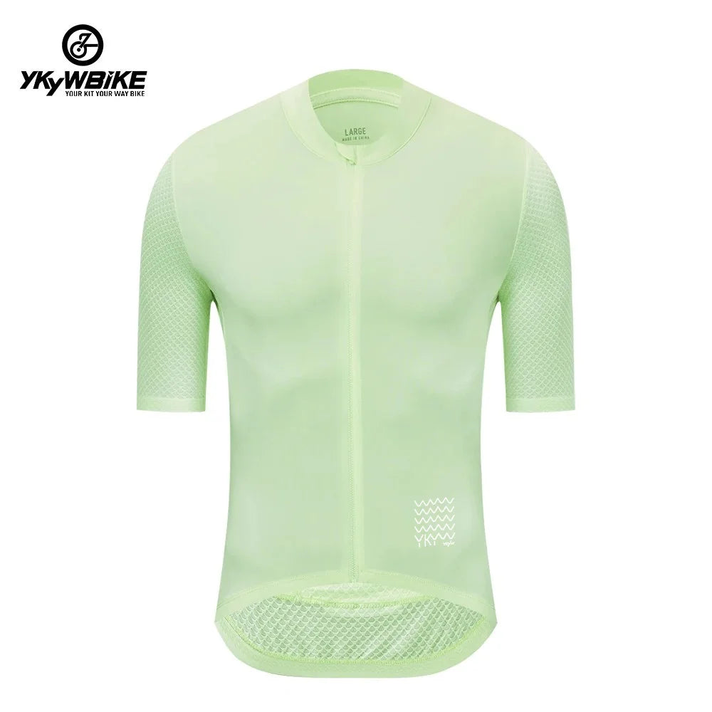 Camiseta Ciclismo Hombre YKYWBIKE  Maillot Profesional con Bolsillos y Reflectantes