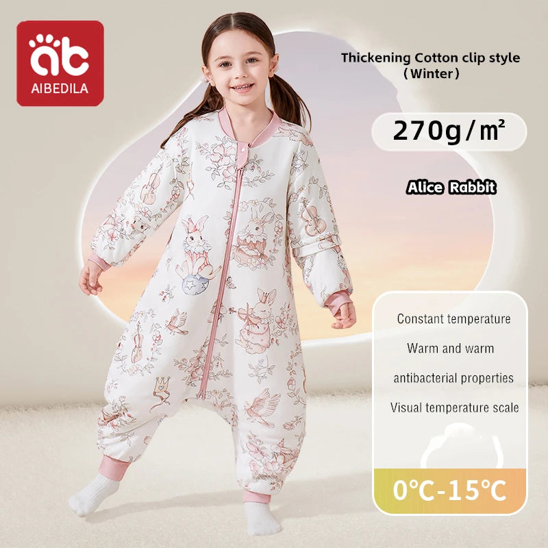 Saco de Dormir Infantil AIBEDILA - Cálido Invierno con Mangas Removibles