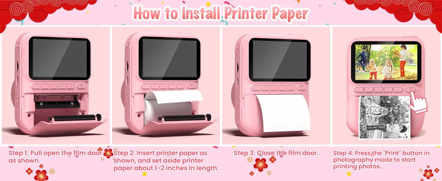 Cámara Infantil DIAMOOKY  Cámara Digital 32MP con Impresión Instantánea y Pantalla 3”