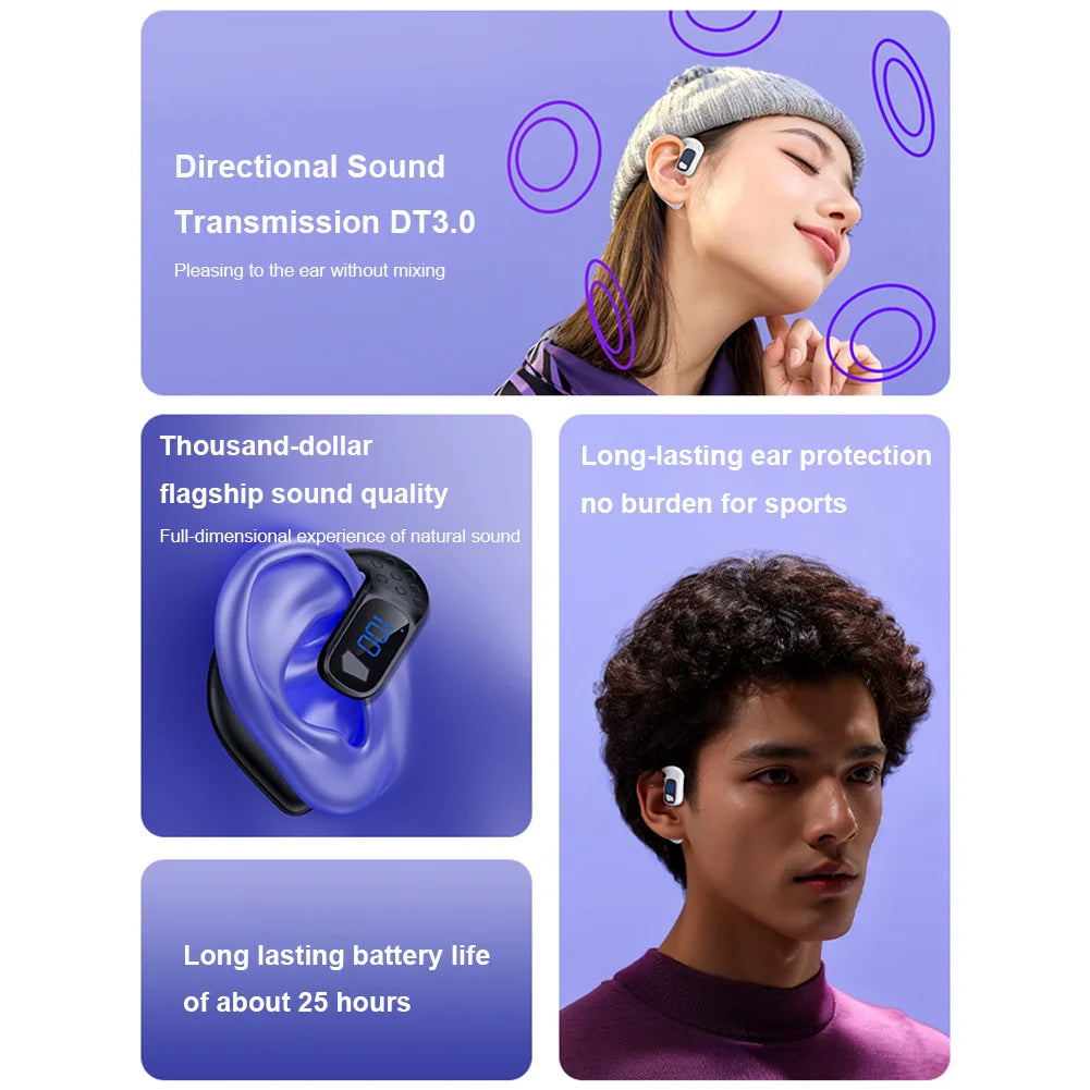 Auricular Bluetooth ALLOYSEED - Manos Libres con Gancho para la Oreja y Batería 25h