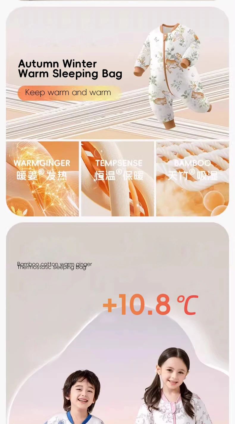 Saco de Dormir Infantil AIBEDILA - Cálido Invierno con Mangas Removibles