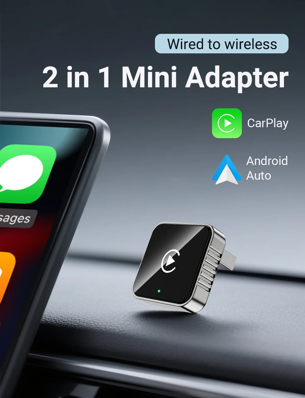 Adaptador XUDA 2 en 1 - Convierte CarPlay y Android Auto a Inalámbrico