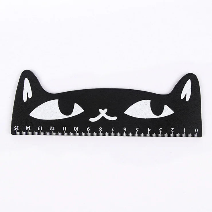 Regla Kawaii Gato Negro Lytwtw’s - 15 cm Madera