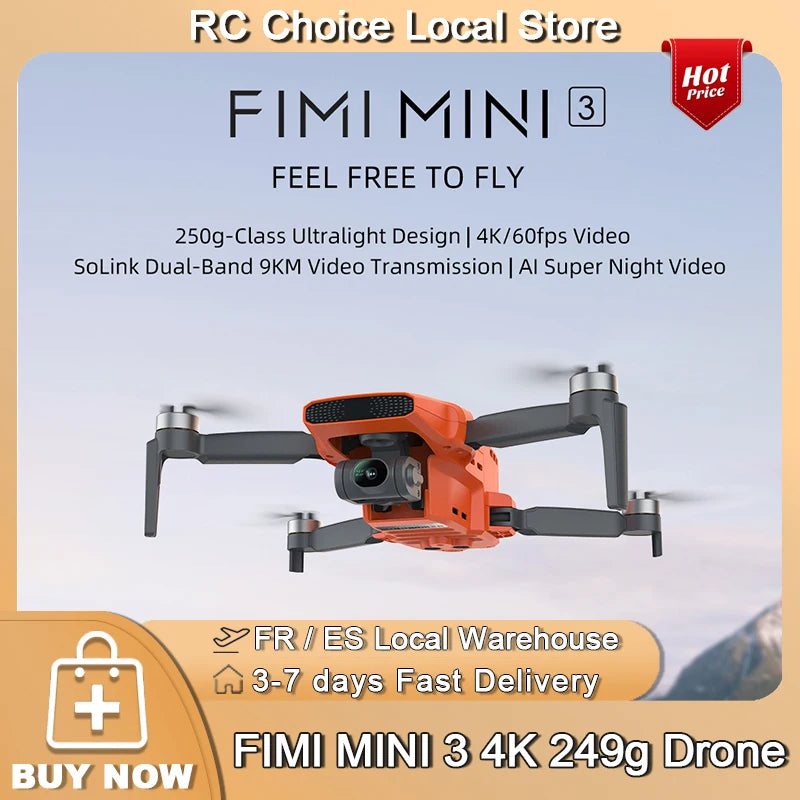 FIMI MINI 3 Drone 4K  Cámara 48MP, 249g, Vuelo 9KM