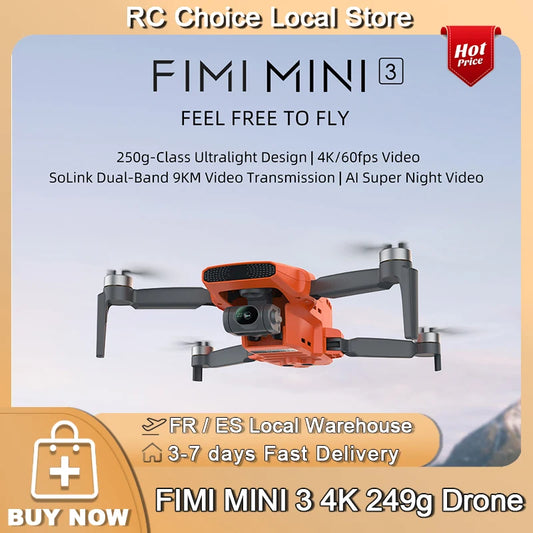 FIMI MINI 3 Drone 4K  Cámara 48MP, 249g, Vuelo 9KM