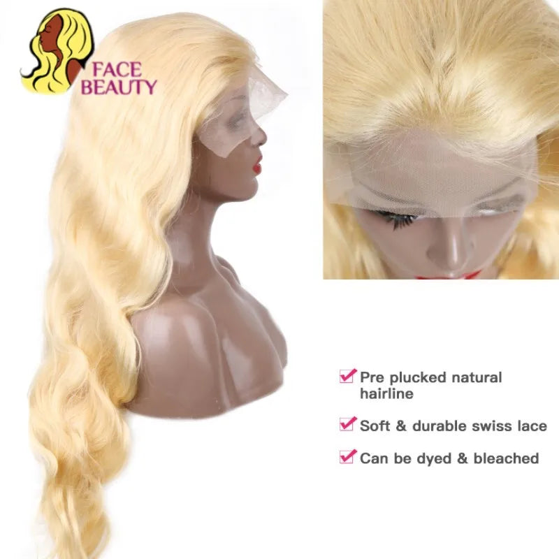 Peluca Frontal Encaje 360 Rubio 613  Cabello Humano Ondulado