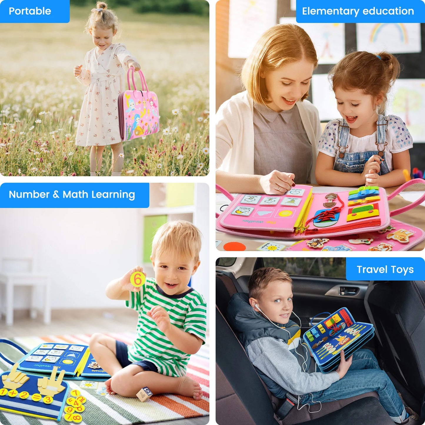 Tablero Montessori de Actividades Sensoriales - Juguete Educativo para Niños Pequeños