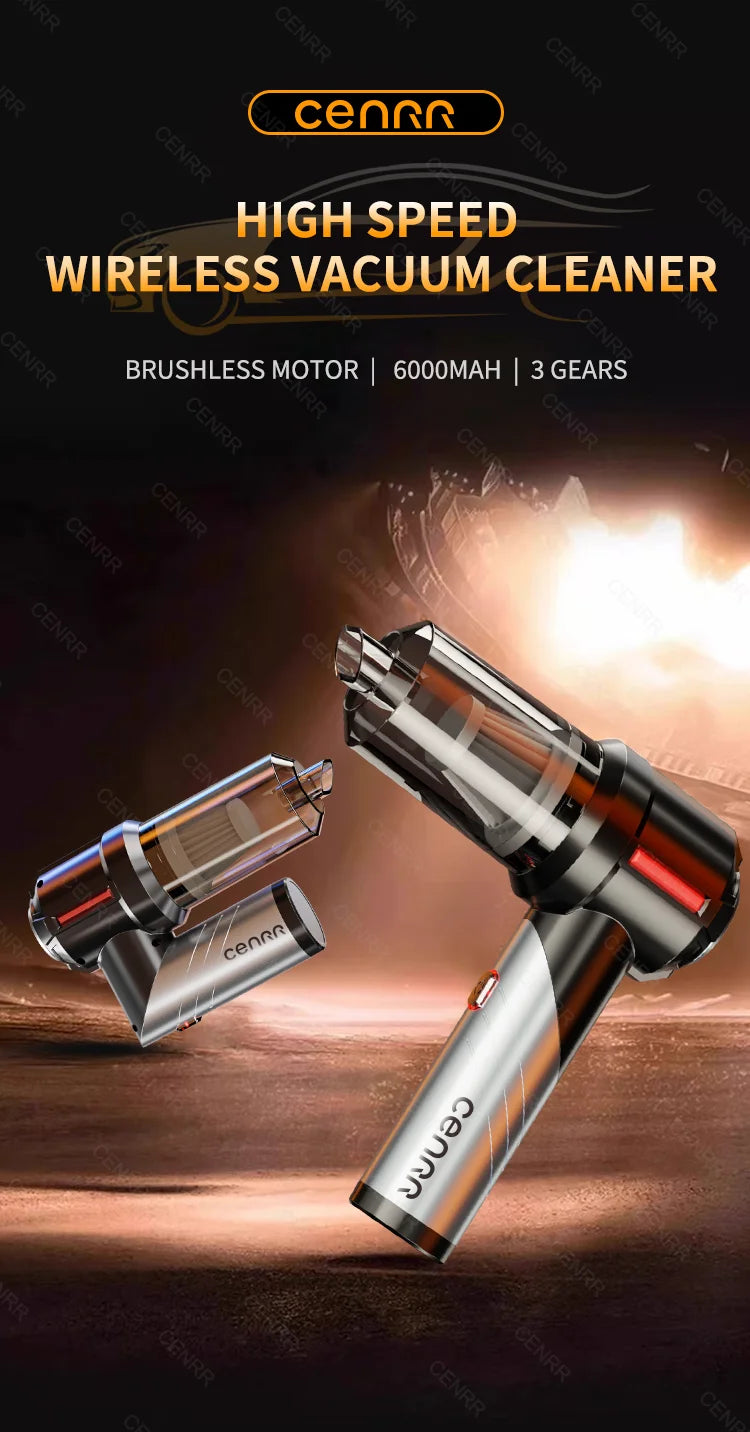 Aspirador de Coche CENRR Mini - Potente Aspiradora Portátil Inalámbrica 998000PA