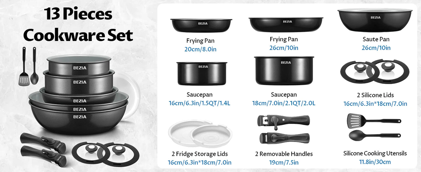 Utensilios Cocina Bezia 13 Piezas  Juego Antiadherente Cerámico para Inducción