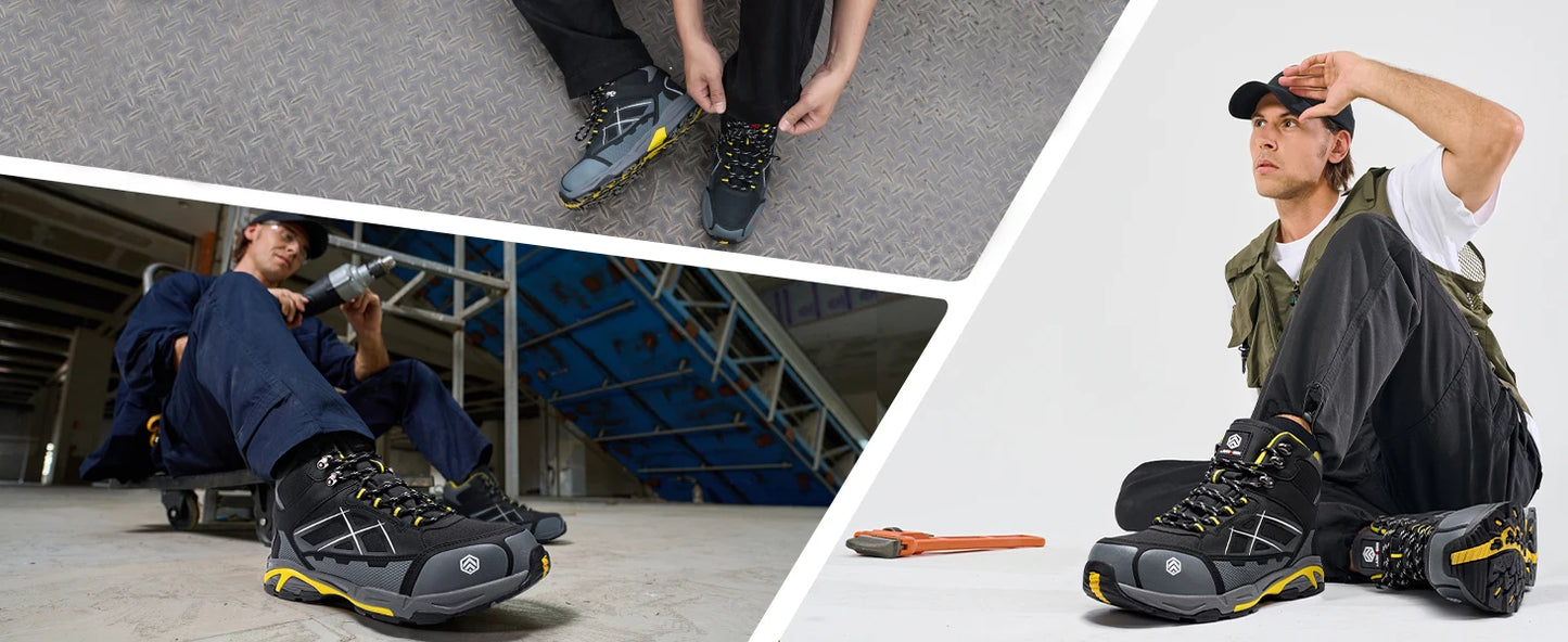 Zapatos de Trabajo LARNMERN  Botas Hombre Seguridad Antipinchazos