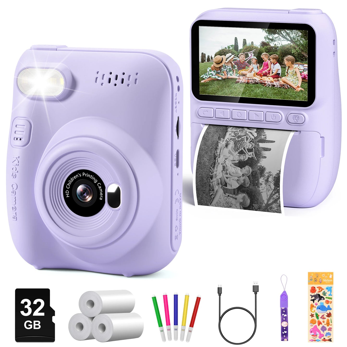 Cámara Infantil DIAMOOKY  Cámara Digital 32MP con Impresión Instantánea y Pantalla 3”