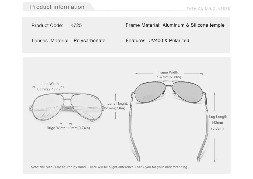 KINGSEVEN K725 Gafas de Sol Polarizadas de Aluminio Estilo Piloto