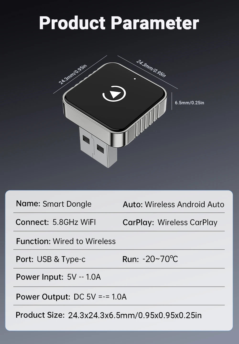 Adaptador XUDA 2 en 1 - Convierte CarPlay y Android Auto a Inalámbrico
