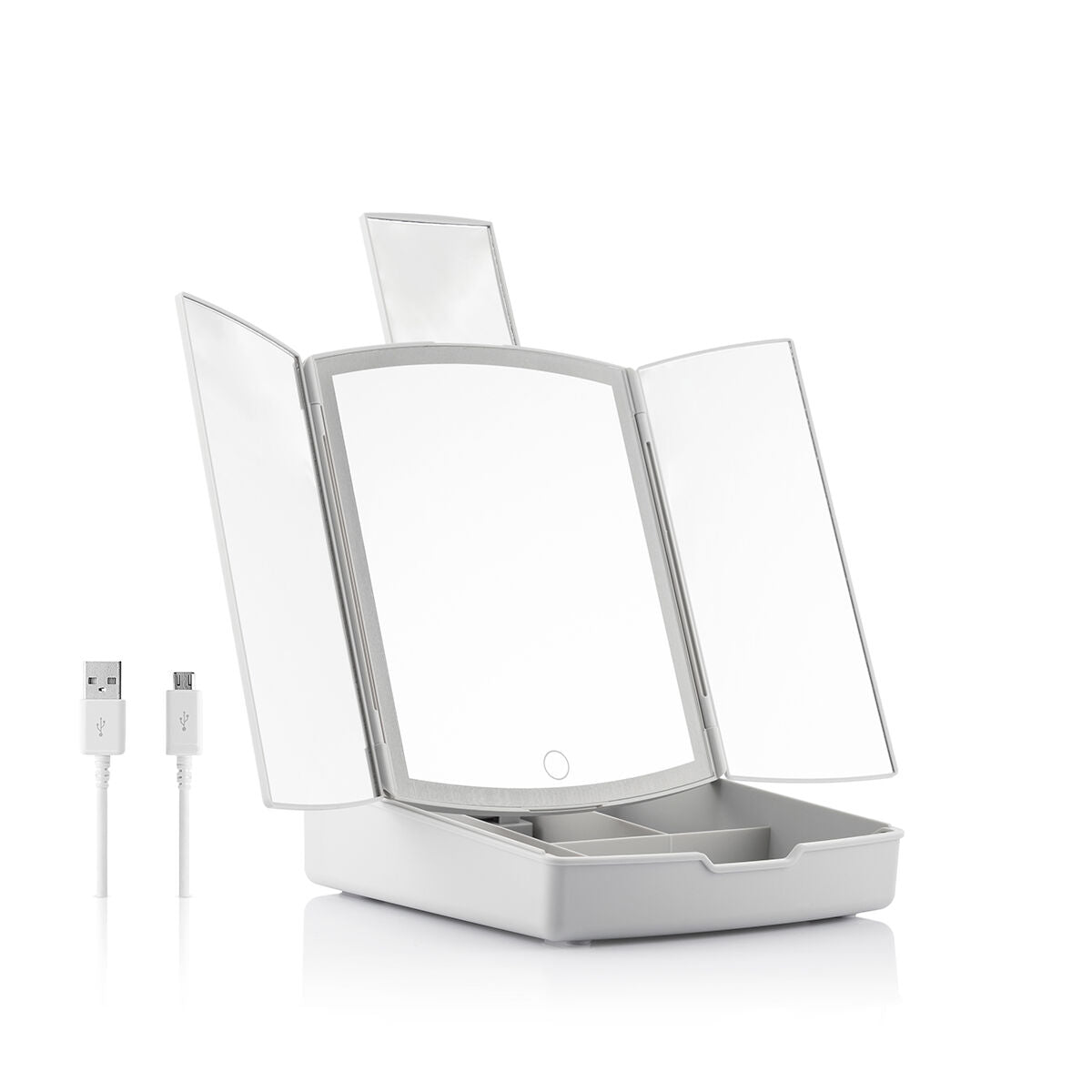 Espejo LED Plegable Panomir  Organizador Maquillaje 3 en 1