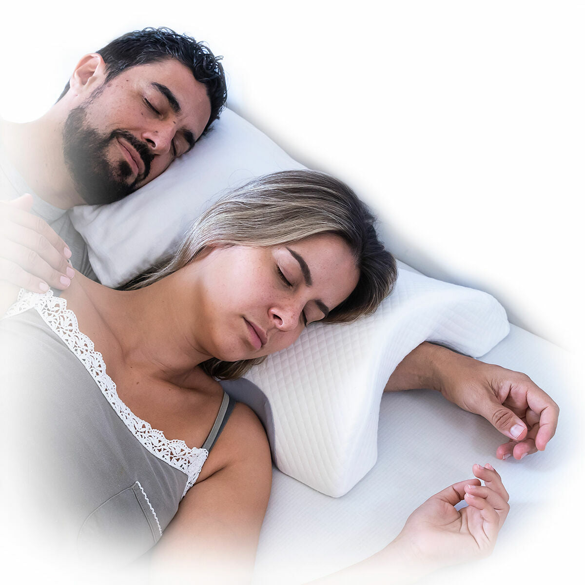 Almohada Viscoelástica Cervical Cozzy InnovaGoods - Diseño Ergonómico para Dormir en Pareja