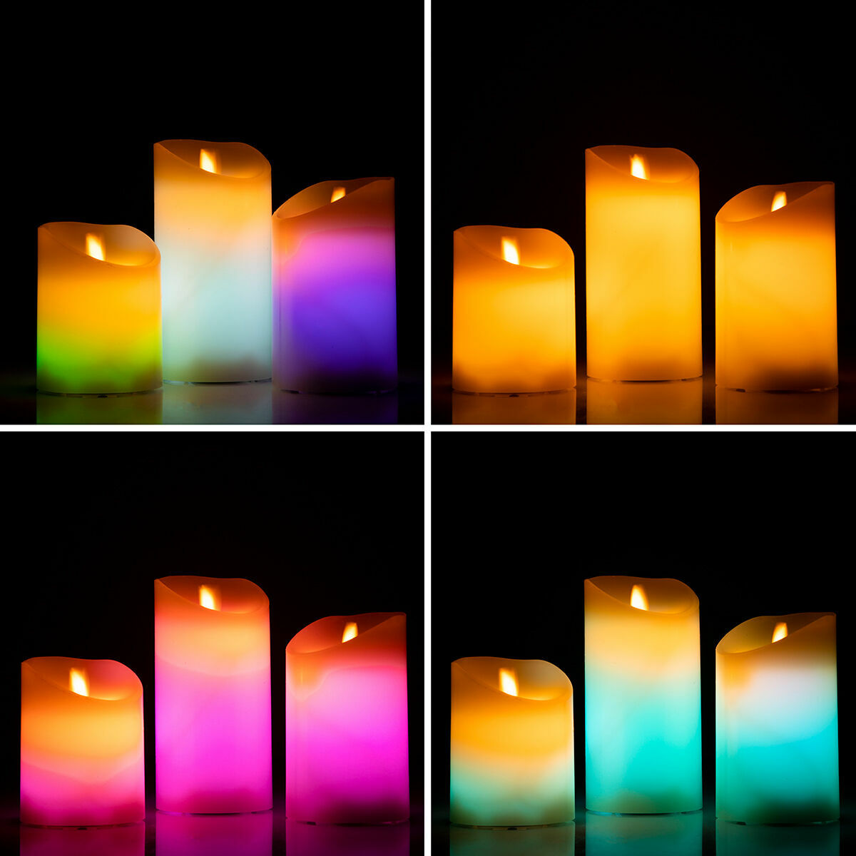 Velas LED Multicolor InnovaGoods  Set de 3 Velas Decorativas con Mando