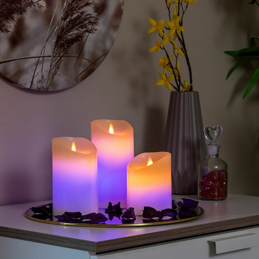 Velas LED Multicolor InnovaGoods  Set de 3 Velas Decorativas con Mando