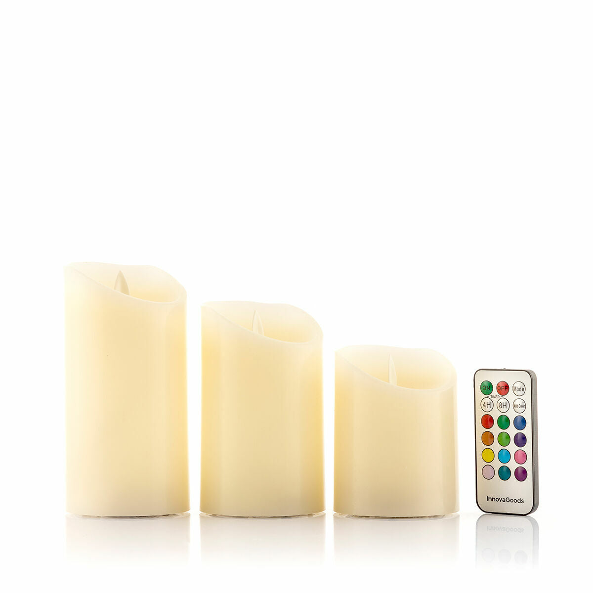 Velas LED Multicolor InnovaGoods  Set de 3 Velas Decorativas con Mando