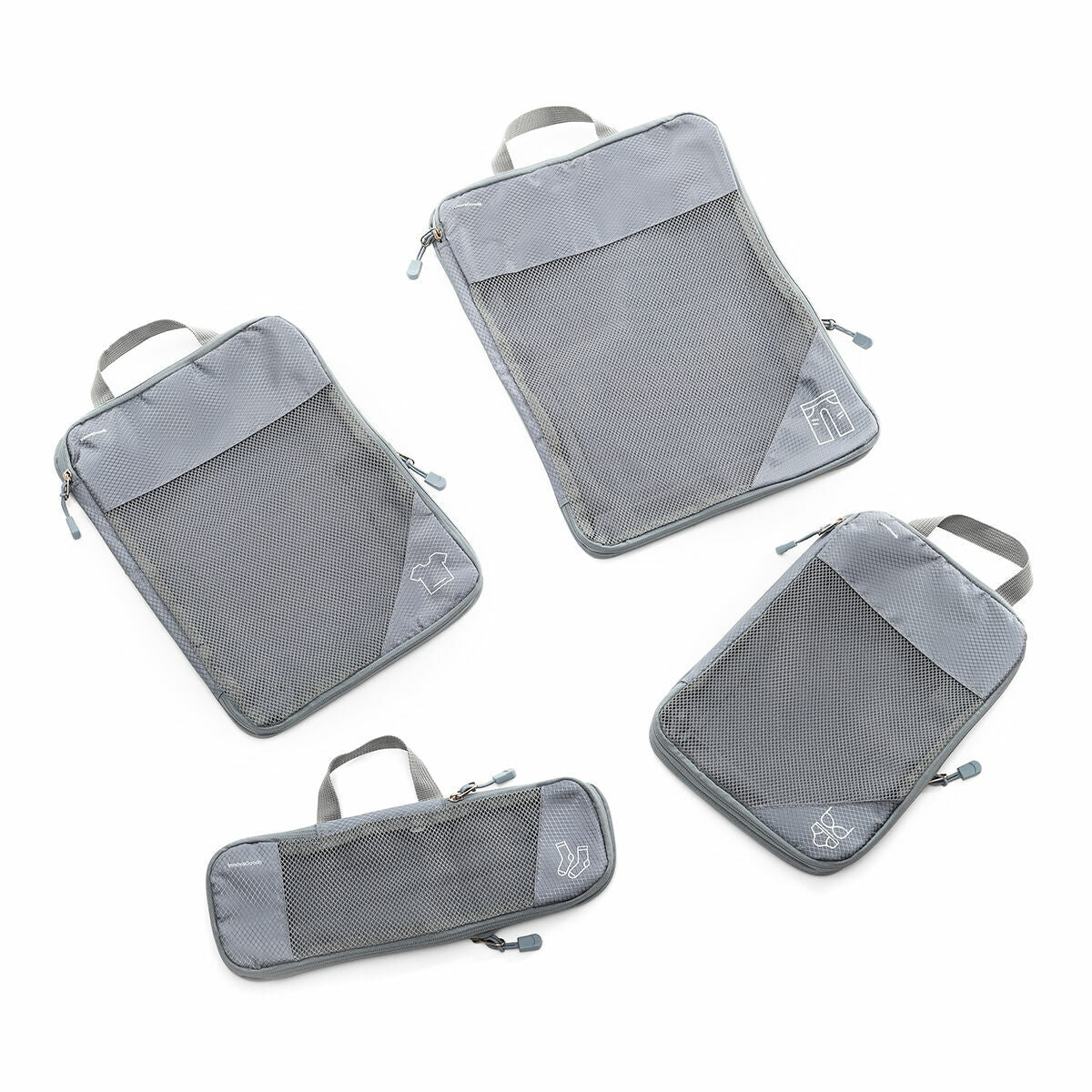 Bolsas de Compresión Compakube InnovaGoods - Set 4 Piezas Gris para Maleta