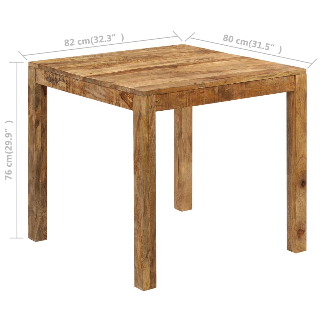 Mesa de Comedor - Madera Maciza de Mango 82x80x76 cm Estilo Rústico