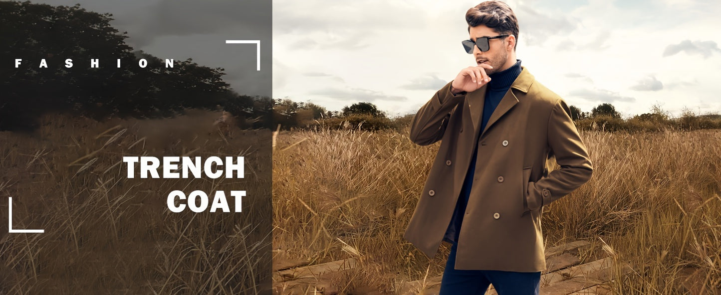 Abrigo Trench Coat Hombre - Elegante Doble Botonadura Invierno