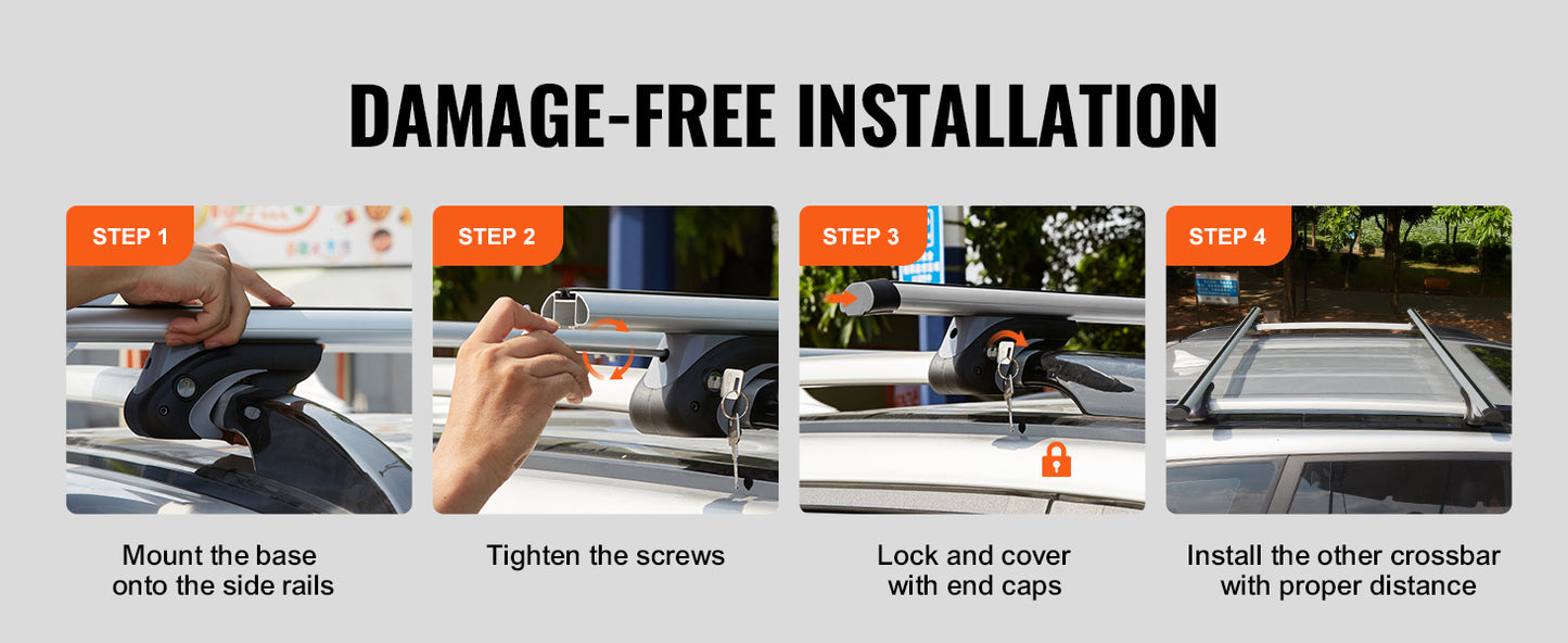 Portaequipajes SucceBuy  Barras Transversales de Aluminio Ajustables 200 lbs Plata