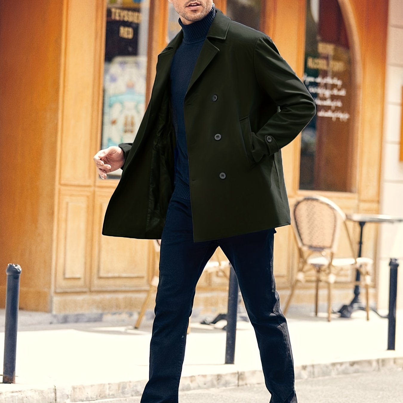 Abrigo Trench Coat Hombre - Elegante Doble Botonadura Invierno