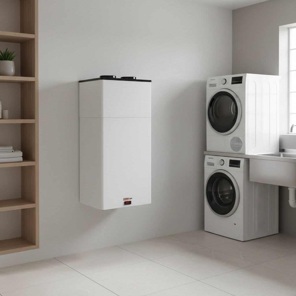 HYDRO-TON instalado en lavadero Bomba de Calor Mural HYDRO-TON COMFORT | ACS Eficiente en 100L y 130L - TU-ULTIMO-CLIC