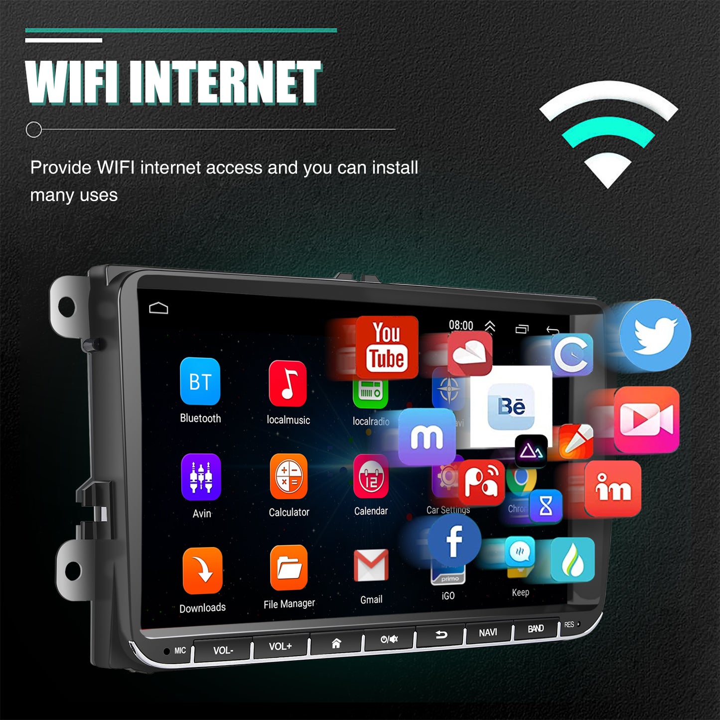 ESSGOO 9" Android 14 - Radio Carplay GPS WIFI para VW, Seat y Skoda