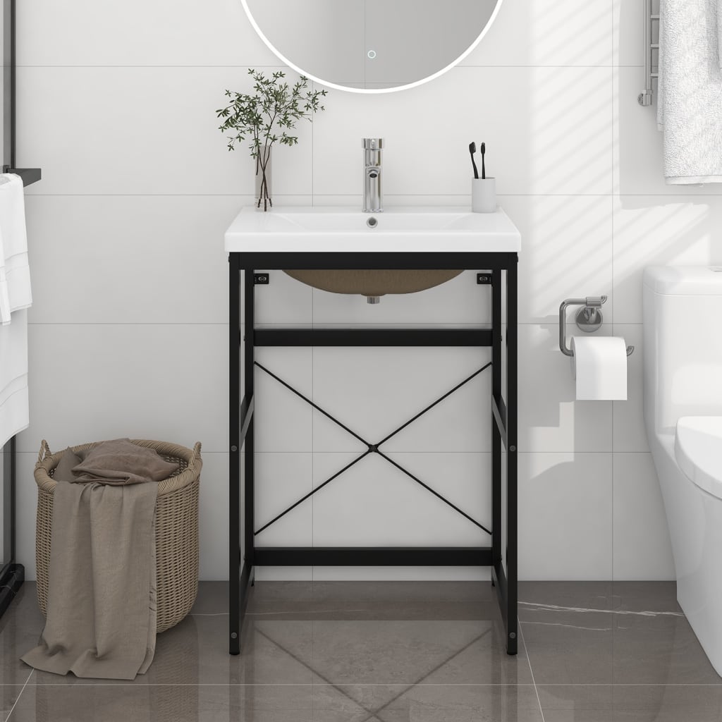 Estructura de Baño con Lavabo Integrado 59 x 38 x 83 cm - Hierro Negro o Blanco Moderno