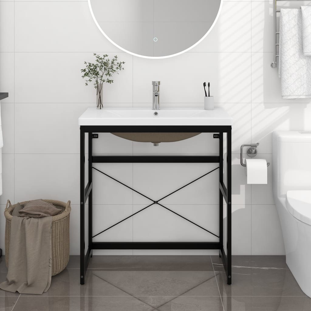 Estructura de Baño con Lavabo Integrado - Hierro Negro o Blanco 79x38x83 cm