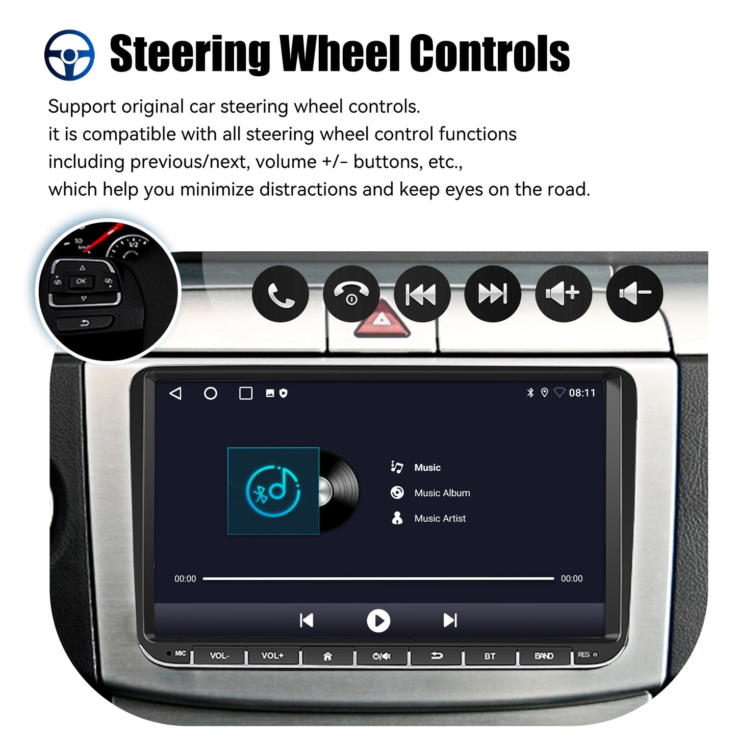 ESSGOO 9" Android 14 - Radio Carplay GPS WIFI para VW, Seat y Skoda