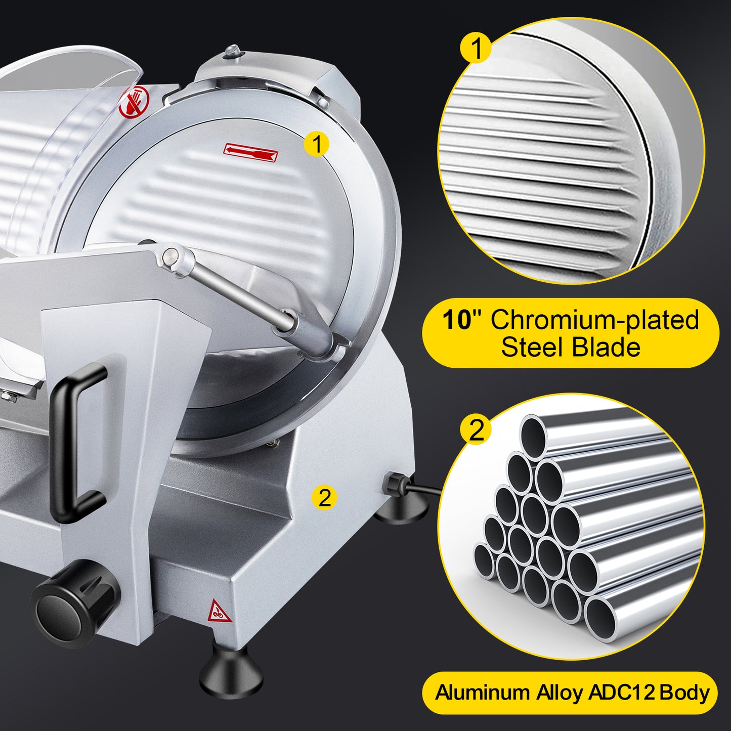 Cortadora de Carne Eléctrica VEVOR - Hoja 10" Acero al Carbono 240W