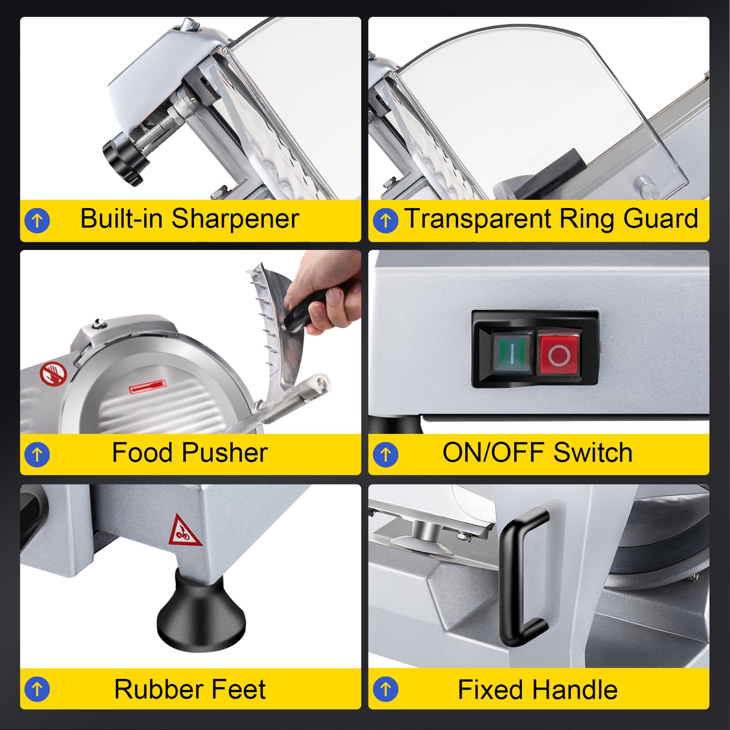 Cortadora de Carne Eléctrica VEVOR - Hoja 10" Acero al Carbono 240W