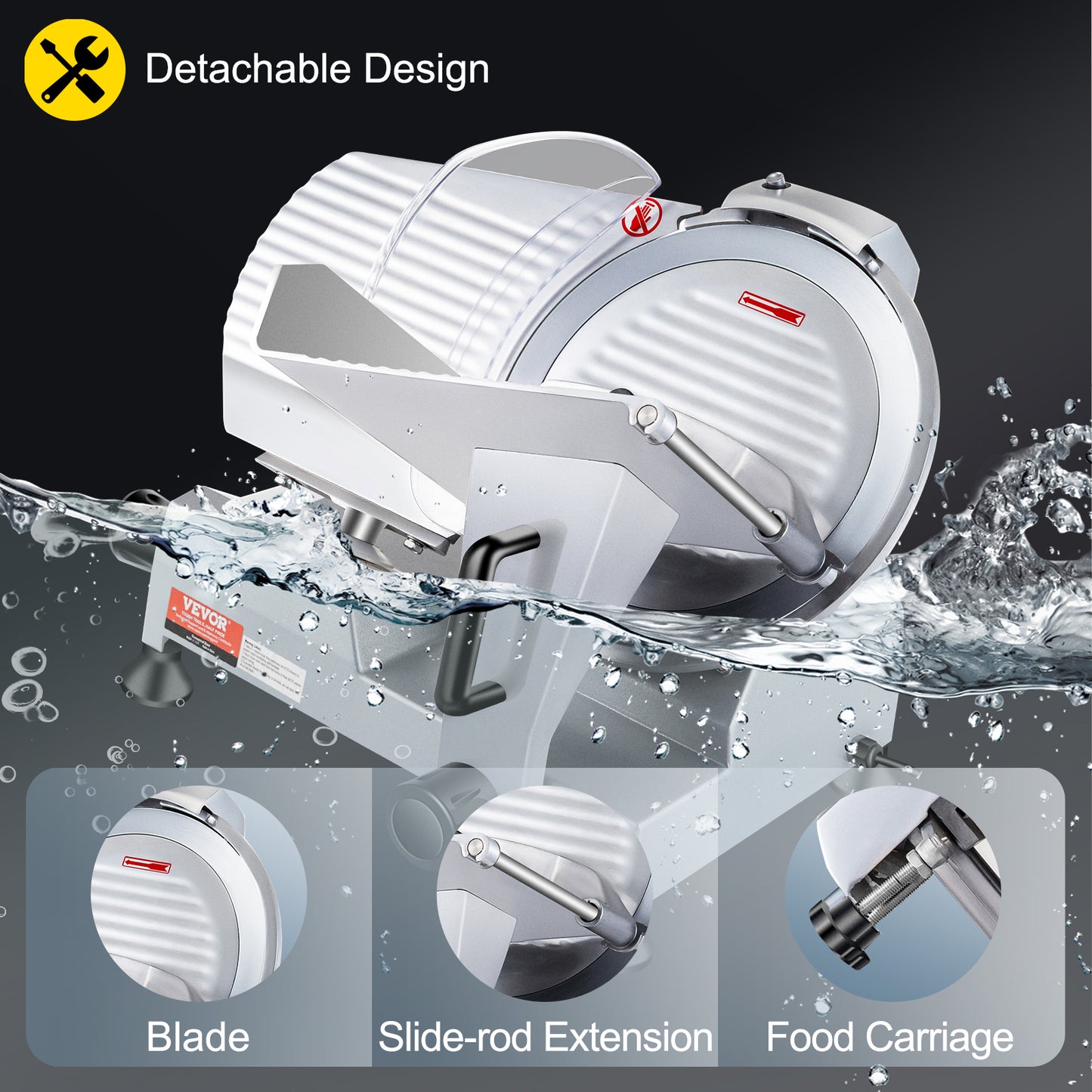 Cortadora de Carne Eléctrica VEVOR - Hoja 10" Acero al Carbono 240W