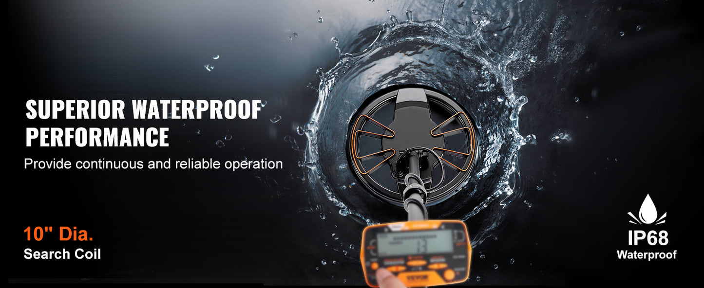VEVOR Detector Metales Profesional  Pantalla LCD y Bobina IP68