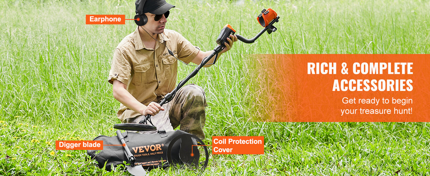 VEVOR Detector Metales Profesional  Pantalla LCD y Bobina IP68
