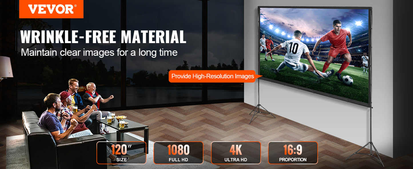 SucceBuy Pantalla de Proyector Portátil - 100-150" 16:9 4K HD con Soporte