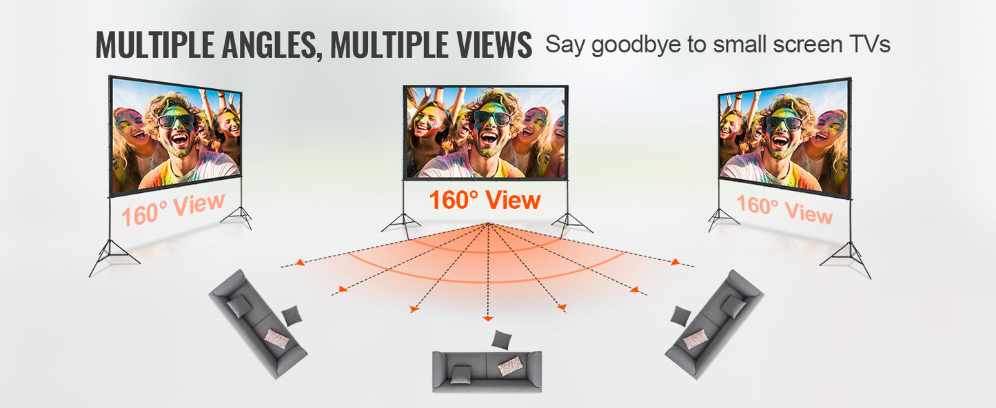 SucceBuy Pantalla de Proyector Portátil - 100-150" 16:9 4K HD con Soporte