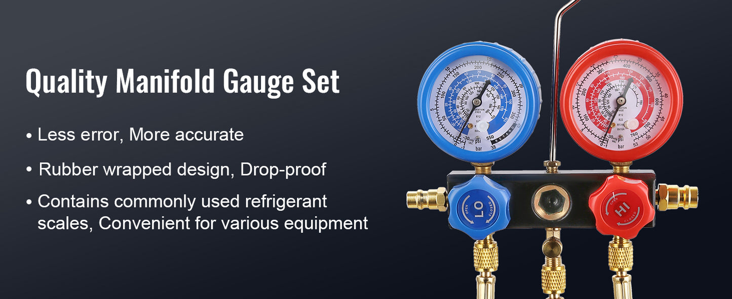 SucceBuy Bomba de Vacío 3,5CFM - Kit HVAC y Manómetros para Aire Acondicionado