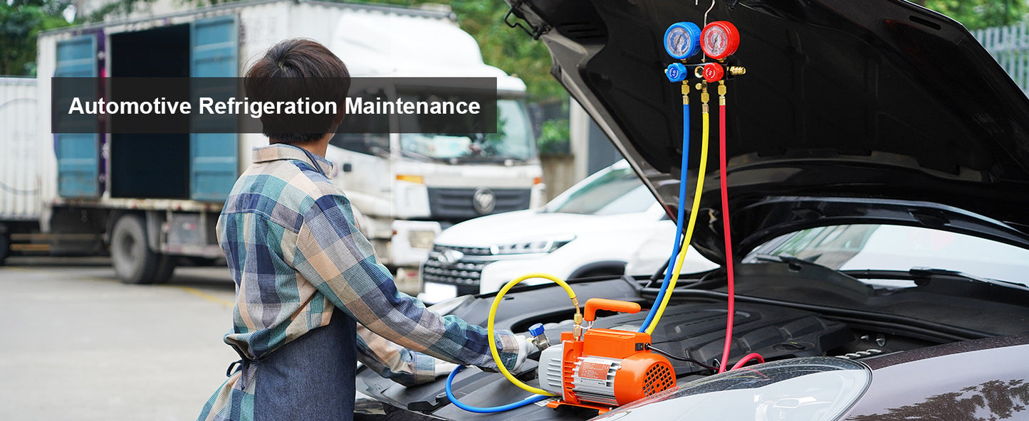 SucceBuy Bomba de Vacío 3,5CFM - Kit HVAC y Manómetros para Aire Acondicionado